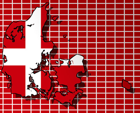 Illustration of a Danish flag with a contour of border