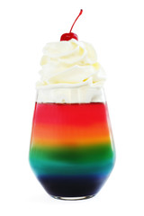 Rainbow Jello dessert with whipped cream