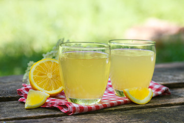 Delicious refreshing lemonade with fresh elderflower and lemon. Healthy summer drink.