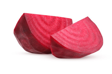 Beetroot slices isolated on white background.