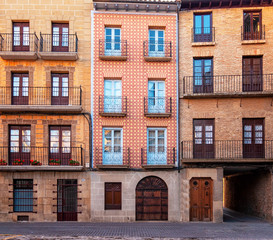 Houses in the old town of Pamplona, Spain