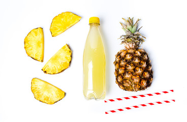 Pineapple juice and fresh fruit isolated