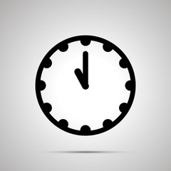 Clock face showing 11-00, simple black icon on white - obrazy, fototapety, plakaty