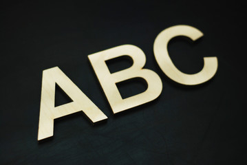 ABC Wooden Laser Cut Letters Isoalted flat Alphabet A,B,C Children Education School Copy space