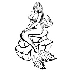 Mermaid. Hand drawn mermaid. Fantasy world. Vector graphics to design.