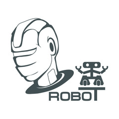 robotic face. Robot logo for design. Robotics. Vector graphics to design.