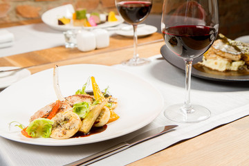Different dishes served in a restaurant