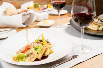 Different dishes served in a restaurant