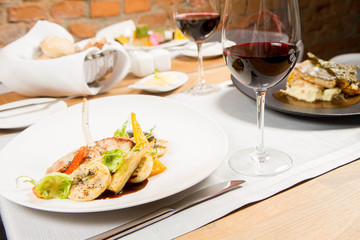 Different dishes served in a restaurant