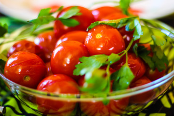 pickled tomatoes and parsley