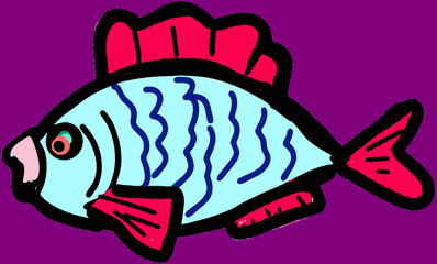 Figure fish on a purple background