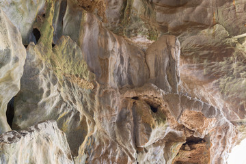Stalactite resembling elephant inside the Tham Sang (or Xang) Cave, also known as the Elephant Cave, near Vang Vieng, Vientiane Province, Laos.