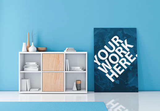 Canvas on Floor with Reflection Mockup
