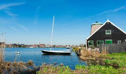 Fototapeta na wymiar landscape of a Dutch village on a sunny day