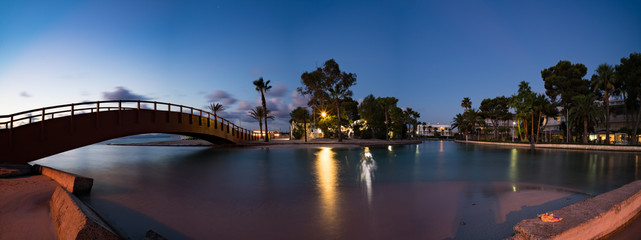 Panorama night sea, Night coastline view