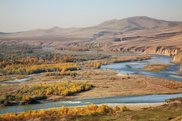 Kura river at Uplistsikhe near Gori. Shida Kartli region. Georgia