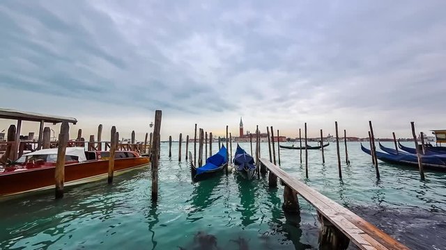 Gondolas view timelapse in Venice, Italy