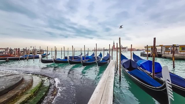 Gondolas view timelapse in Venice, Italy