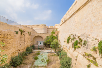 Valletta, Malta. High walls of Fort St Elmo