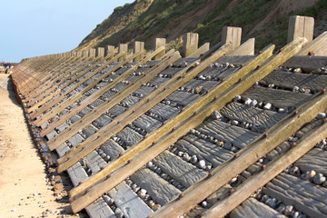 Long breakwater dissappears into distance
