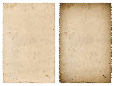 Used paper sheet Vintage photo frame isolated white background