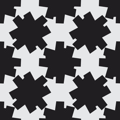 Seamless vector pattern with abstract stellar random shapes. Black and white stylish geometric background texture. Repeated simple backdrop.