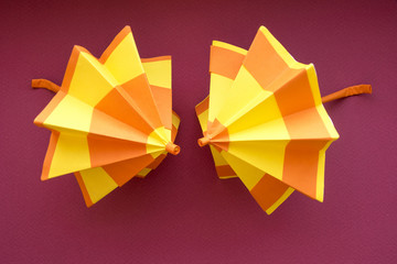 Colorful handmade paper umbrellas