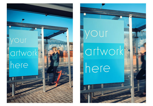 Bus Stop Advertising Poster Mockup
