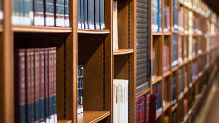 Close up books in the library