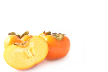 Persimmon fruit isolated on white background.