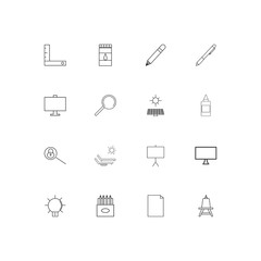 Creative Process And Design linear thin icons set. Outlined simple vector icons