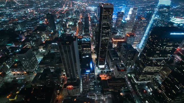 Los Angeles Downtown City Grids Skyscrapers Aerial Time Lapse