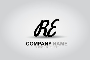 Vector Hand Drawn Letter RE Style Alphabet Font.