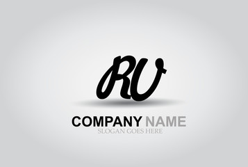 Vector Hand Drawn Letter RV Style Alphabet Font.