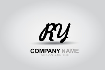 Vector Hand Drawn Letter RY Style Alphabet Font.
