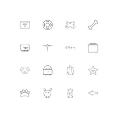 Animals linear thin icons set. Outlined simple vector icons