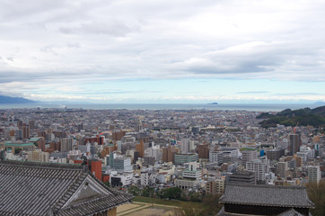 Landscape of Matsuyama city from Matsuyama castle
