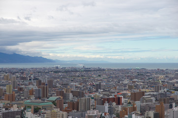 Landscape of Matsuyama city from Matsuyama castle
