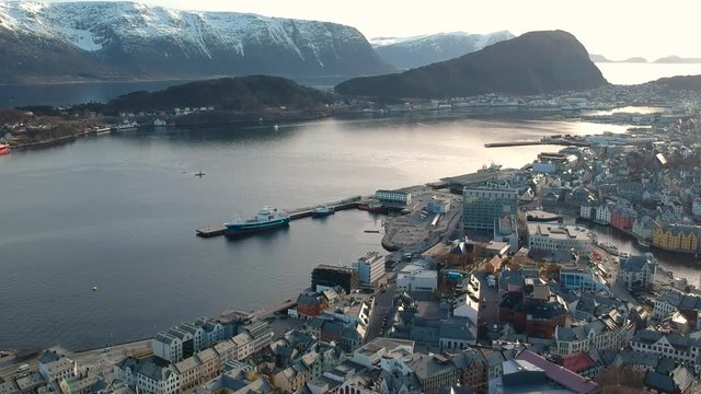 Beautiful Alesund town on the coastline of Norway