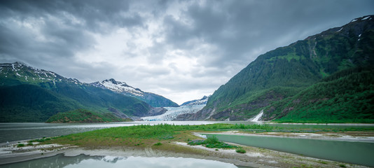 scenery around mendenhall glacier park in juneau alaska