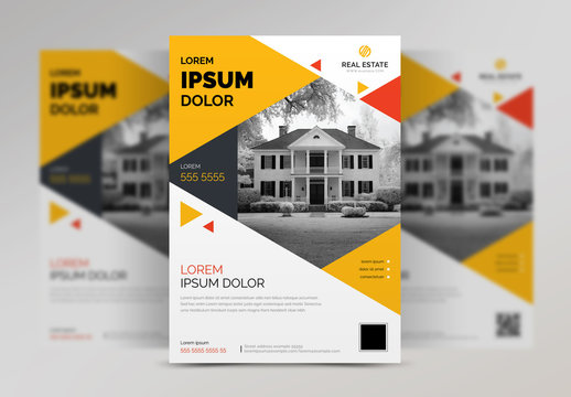 Real Estate Business Flyer Layout with Geometric Elements
