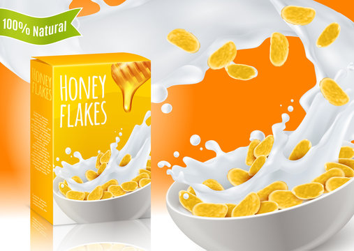 Honey Breakfast Cereals Realistic Composition