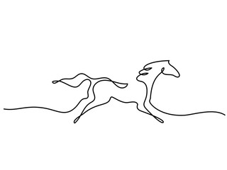 Continuous one line drawing. Horse logo. Black and white vector illustration. Concept for logo, card, banner, poster, flyer