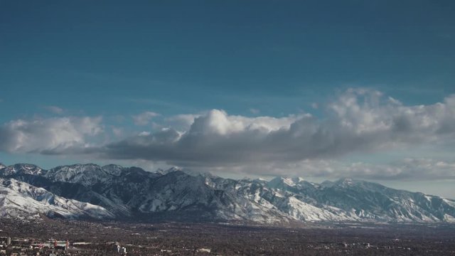 Salt Lake City Utah Mountains Blue Sky Timelapse Wasatch