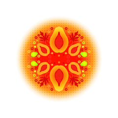 Papaya Ornament Circle Pattern vector illustration