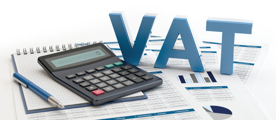 VAT and calculator - obrazy, fototapety, plakaty