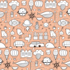 Background Pattern With Doodle Funny For Kids.