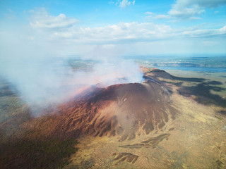 Active volcano aerial drone view © PixieMe
