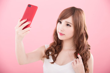 Naklejka premium beauty woman selfie