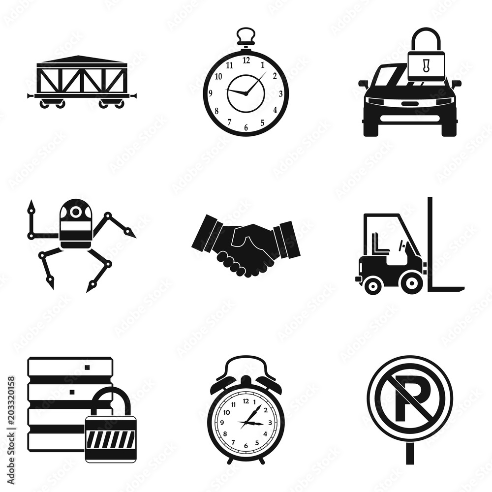 Poster working hours icons set. simple set of 9 working hours vector icons for web isolated on white backgr